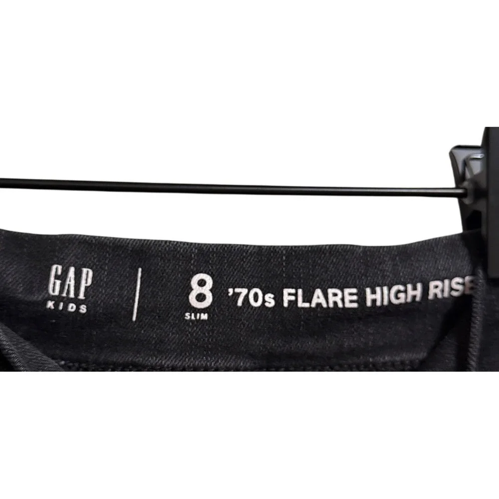Gap Kids Girls 8 Slim 70s Flare High Rise Black Wash Jeans Pull On